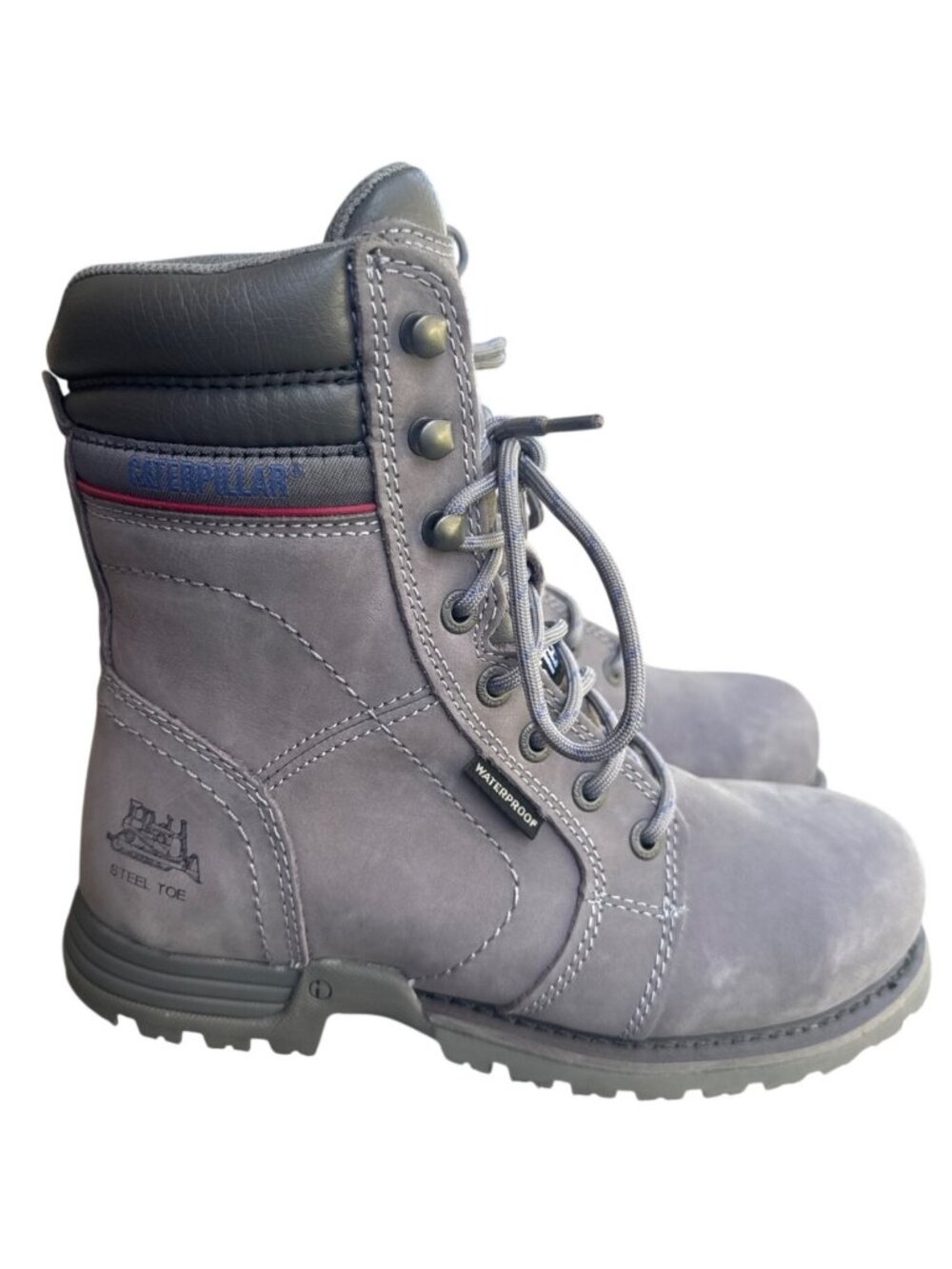 Caterpillar Echo Womens Steel Toe Waterproof Work Boots Frost Grey Gray Size 7.5